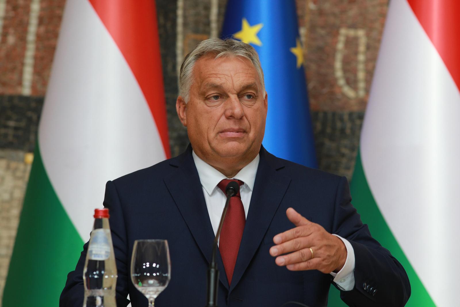 29, September, 2023, Belgrade - After the meeting as part of the initiative to establish the strategic security of the region in the field of energy, water supply, food industry and human resources, the President of the Republic of Serbia, Aleksandar Vucic, and the Prime Minister of Hungary, Viktor Orban, addressed the media at the Palace of Serbia. Viktor Orban. Photo: Milos Tesic/ATAImages

29, septembar, 2023, Beograd - Nakon sastanka u okviru inicijative za uspostavljanje strateske bezbednosti regiona u oblasti energetike, vodosnabdevanja, prehrambene industrije i ljudskih resursa, predsednik Republike Srbije Aleksandar Vucic i predsednik Vlade Madjarske Viktor Orban obratili su se medijima u Palati Srbija. Photo: Milos Tesic/ATAImages Photo: Milos Tesic/PIXSELL