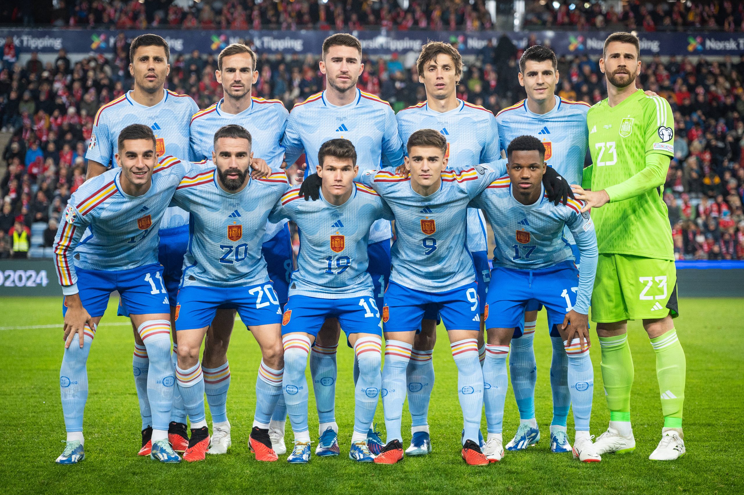 Norway v Spain, UEFA EURO, EM, Europameisterschaft,Fussball 2024 Qualification, Oslo, Norway Oslo, Norway. 15th, October 2023. The starting-11 of Spain for the UEFA Euro 2024 qualification match between Norway and Spain at Ullevaal Stadion in Oslo. Oslo Norway PUBLICATIONxNOTxINxDENxNORxFINxBEL Copyright: xGonzalesxPhoto/Jan-ErikxEriksenx