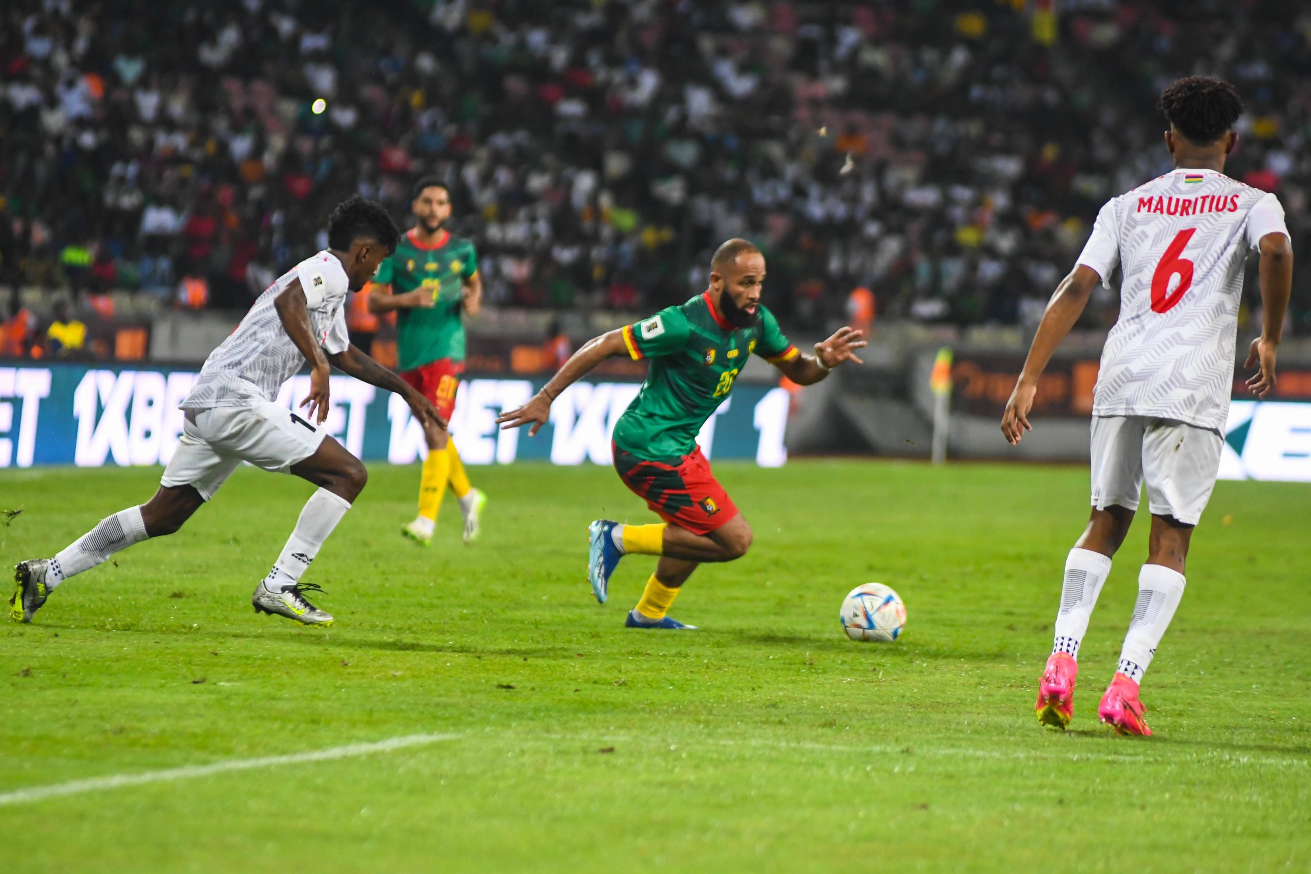 DOUALA, CAMEROON - NOVEMBER 17: Bryan Mbeumo of Cameroon and Yannick Aristide of Mauritius during the 2026 FIFA World Cup, WM, Weltmeisterschaft, Fussball Qualifiers match between Cameroon and Mauritius at at Japoma Stadium on November 17, 2023 in Douala, Cameroon. Photo by Ngain Steve Jordan Copyright: xx
