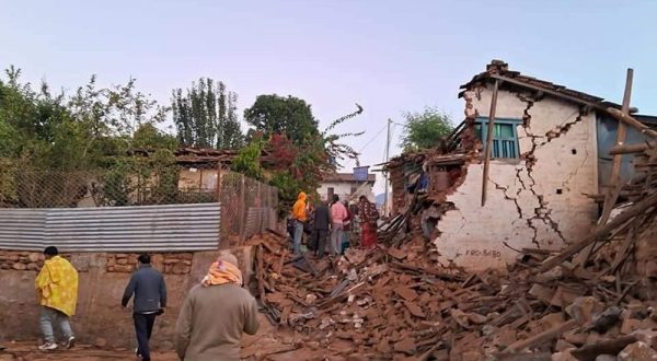 epa10957020 A handout photo made available by the Nepal prime minister's office shows damaged houses near Jajarkot, Nepal, 04 November 2023. Over 250 casualties have been confirmed in the earthquake. Jajarkot district police deputy superintendent Santosh Roka said Jajarkot and West Rukum suffered the most, with 98 deaths in Jajarkot alone.  EPA/NEPAL PRIME MINISTER'S OFFICE  HANDOUT EDITORIAL USE ONLY/NO SALES HANDOUT EDITORIAL USE ONLY/NO SALES