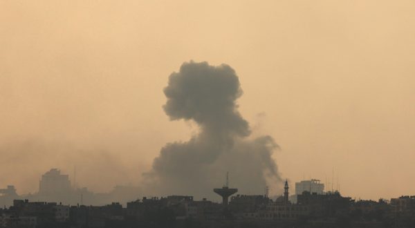 epa10974915 Smoke billows following an airstrike in the northern Gaza Strip, as seen from Sderot, southern Israel, 14 November 2023. More than 11,100 Palestinians and at least 1,200 Israelis have been killed, according to the Israel Defense Forces (IDF) and the Palestinian health authority, since Hamas militants launched an attack against Israel from the Gaza Strip on 07 October, and the Israeli operations in Gaza and the West Bank which followed it. Over the past day, the Israeli Air Force (IAF) struck 200 targets as part of its 'ground operations' in the Gaza Strip, the IDF announced on 14 November.  EPA/ATEF SAFADI