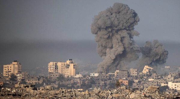 epaselect epa10990452 Smoke rises after an explosion following an Israeli strike on the northern part of the Gaza Strip, as seen from Sderot, southern Israel, 23 November 2023. More than 12,700 Palestinians and at least 1,200 Israelis have been killed, according to the Israel Defense Forces (IDF) and the Palestinian health authority, since Hamas militants launched an attack against Israel from the Gaza Strip on 07 October, and the Israeli operations in Gaza and the West Bank which followed it. As part of Israel's 'ground opration' in the Gaza Strip, aerial strikes were carried out on over 300 Hamas targets over the last day, the IDF announced on 23 November.  EPA/CHRISTOPHE PETIT TESSON