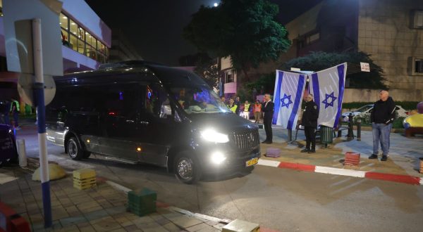 epa10995514 A vehicle carrying hostages held by Hamas in Gaza arrives at Sheba Medical Center in Tel HaShomer neighborhood in Ramat Gan, Israel, 26 November 2023. The Israeli government confirmed that Hamas released on 25 November a second group of hostages consisting of eight Israeli children, five Israeli women, and four Thai citizens. More than 14,000 Palestinians and at least 1,200 Israelis have been killed, according to the Gaza Government media office and the Israel Defense Forces (IDF), since Hamas militants launched an attack against Israel from the Gaza Strip on 07 October, and the Israeli operations in Gaza and the West Bank which followed it.  EPA/ABIR SULTAN