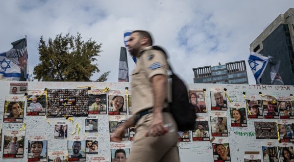 epa10997384 Portraits of people abducted by Hamas militants displayed on a installation held by the ‘Bring Them Home Now’ organisation to support the families of hostages and call for their release, outside the Tel Aviv museum in Tel Aviv, Israel, 27 November 2023. More than 14,000 Palestinians and at least 1,200 Israelis have been killed, according to the Gaza Government media office and the Israel Defense Forces (IDF), since Hamas militants launched an attack against Israel from the Gaza Strip on 07 October, and the Israeli operations in Gaza and the West Bank which followed it.  EPA/CHRISTOPHE PETIT TESSON