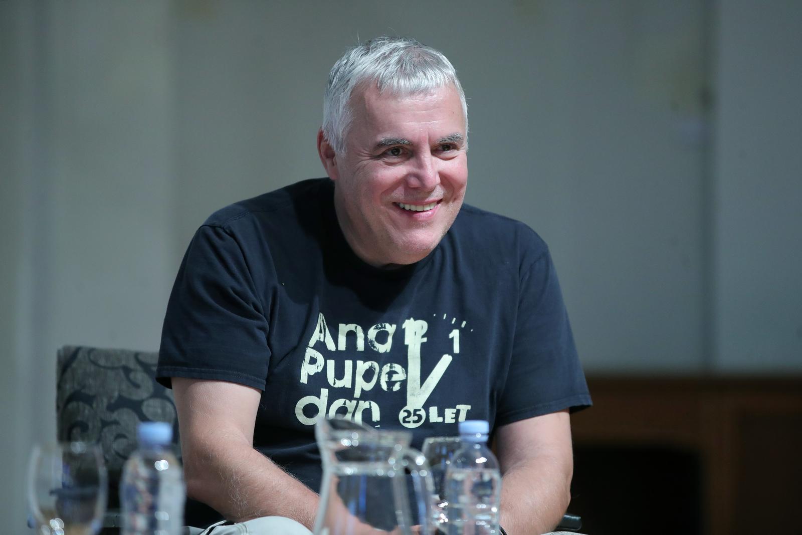 06.09.2021., Zagreb - Hrvatski glazbeni zavod. Na tribini Razotkrivanje 9. Festivala svjetske knjizevnosti predstavio se Zoran Predin kroz razgovor s Borisom Dezulovicem. Photo: Sanjin Strukic/PIXSELL