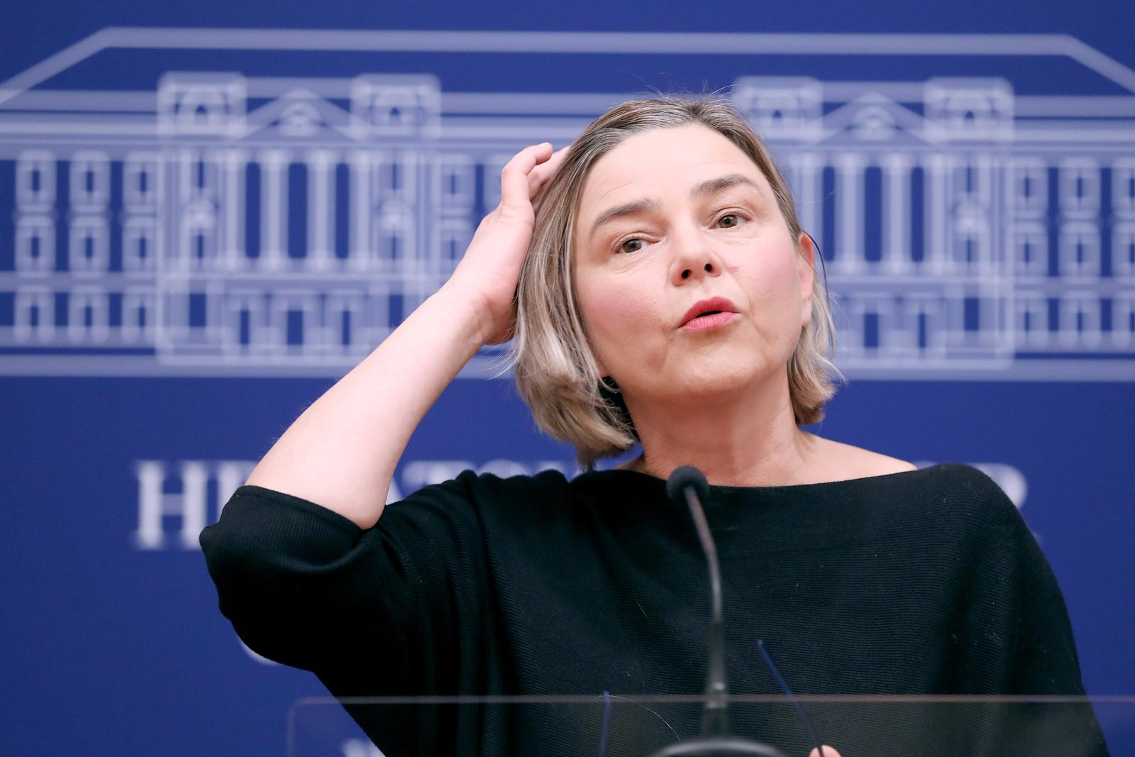 07.11.2023., Zagreb - Na konferenciji za medije odrzanoj u Saboru o slucaju Agrokor govorila je  Sandra Bencic . Photo: Patrik Macek/PIXSELL