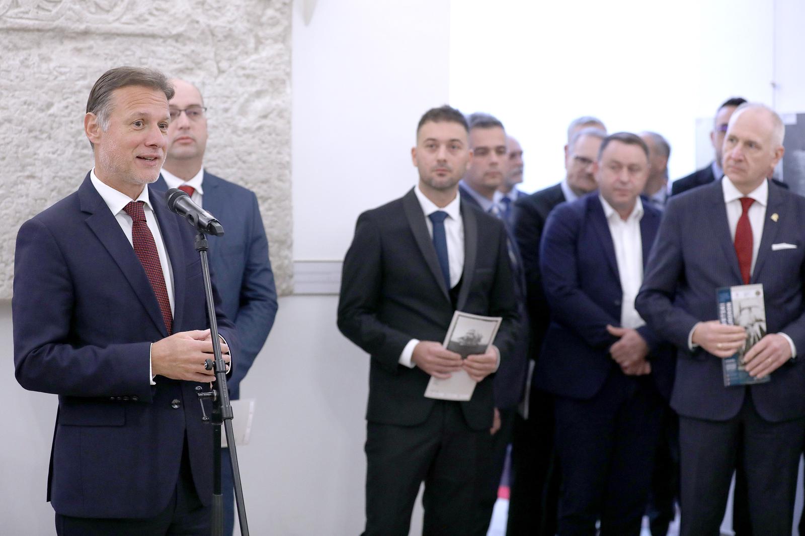 09.11.2023., Zagreb - U Saboru je otvorena izlozba i odrzan okrugli stol: "Hrvatski skolski brod Jadran - maticna luka Split, 1933. - 2023.". Ovim dogadjanjima, koje su ogranizirali  Hrvatski sabor, Hrvatski pomorski muzej Split i Muzej Domovinskog rata u Splitu, se obiljezava 90 godina od uplovljavanja hrvatskog skolskog jedrenjaka "Jadran" u Splitsku luku. Photo: Patrik Macek/PIXSELL
