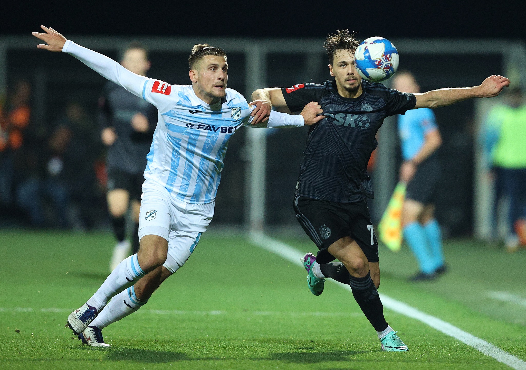 12.11.2023., Rijeka - SuperSport prva Hrvatska nogometna liga, 15. kolo, HNK Rijeka - GNK Dinamo. Emir Dilaver, Dario Spikic Photo: Nel Pavletic/PIXSELL