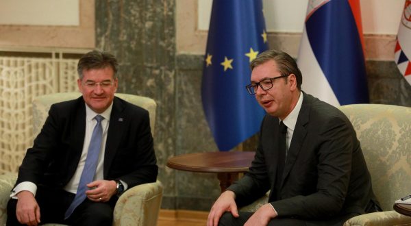 14, November, 2023, Belgrade - The President of the Republic of Serbia, Aleksandar Vucic, met with the Special Representative of the European Union for the dialogue between Belgrade and Pristina, Miroslav Lajcak. Miroslav Lajcak, Aleksandar Vucic. Photo: Milos Tesic/ATAImages

14, novembar, 2023, Beograd -DPredsednik Republike Srbije Aleksandar Vucic sastao se sa specijalnim predstavnikom Evropske unije za dijalog Beograda i Pristine Miroslavom Lajcakom. Photo: Milos Tesic/ATAImages Photo: Milos Tesic/ATAImages/PIXSELL