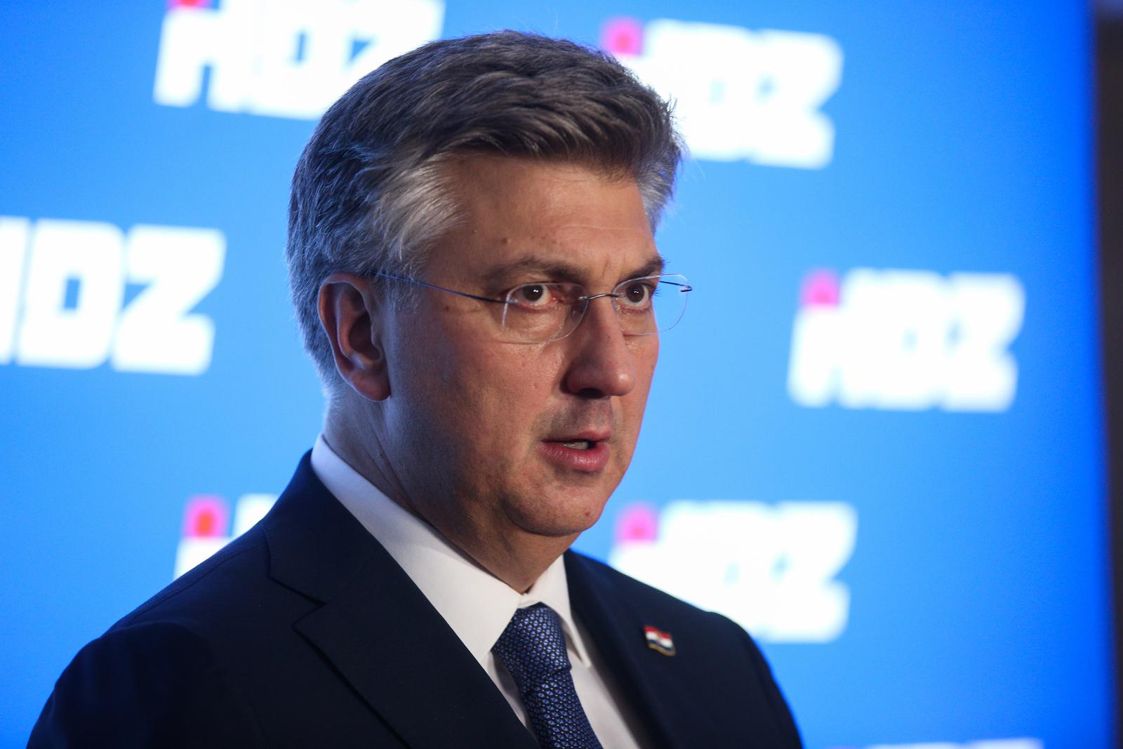 14.11.2023., Zagreb -Odrzana je sjednica Sireg predsjednistva HDZ-a. Nakon sjednice predsjednik HDZ-a i predsjednik Vlade RH Andrej Plenkovic dao je izjavu za medije Photo: Zeljko Hladika/PIXSELL