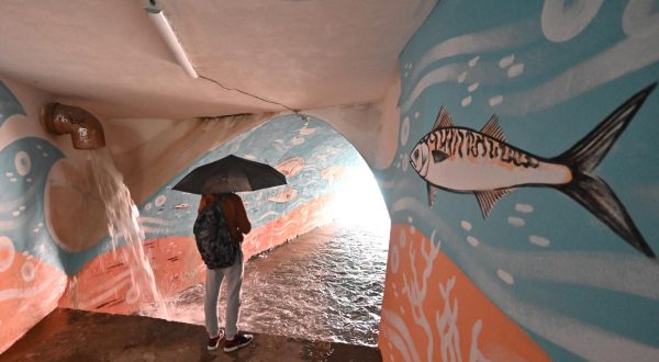 17.11.2023. Makarska, Dubrovacka ulica
 Tea Jurisic akademska umjetnica oslikala je morskim motivima  podhodnik ispod Jadranske magistrale u kvartu istok, koji spaja Dubrovacku ulicu i naselje u Zrinsko-Frankopasnkoj ulici tkzv Istok.
 Photo: Matko Begovic/PIXSELL Photo: Matko Begovic/PIXSELL