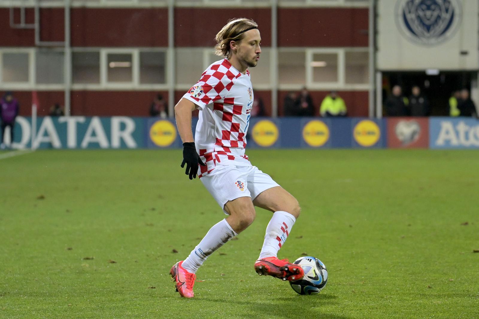 18.11.2023., stadion Skonto, Riga, Latvija - Kvalifikacije za UEFA Euro 2024, skupina D, Latvija - Hrvatska. Lovro Majer. Photo: Ansis Ventins/PIXSELL