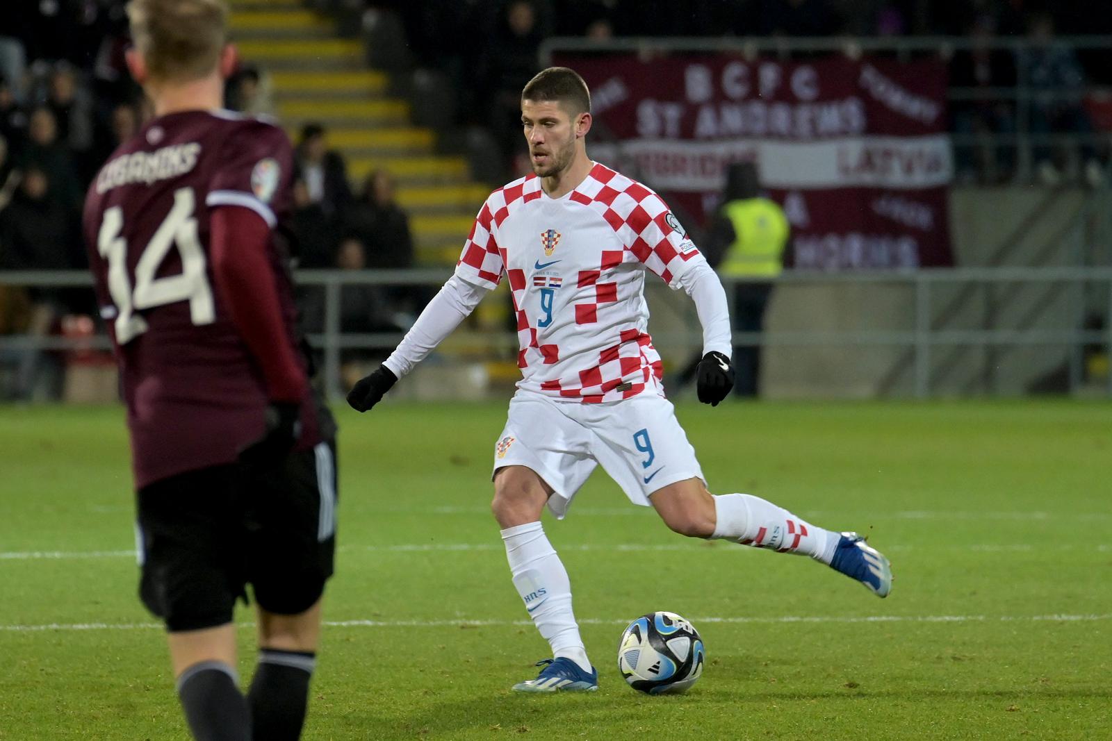18.11.2023., stadion Skonto, Riga, Latvija - Kvalifikacije za UEFA Euro 2024, skupina D, Latvija - Hrvatska. Andrej Kramaric. Photo: Ansis Ventins/PIXSELL
