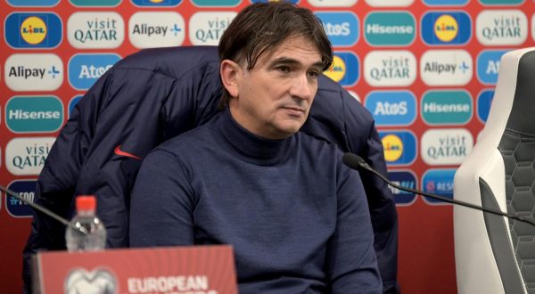 18.11.2023., stadion Skonto, Riga, Latvija - Kvalifikacije za UEFA Euro 2024, skupina D, Latvija - Hrvatska. Izbornik hrvatske nogometne reprezentacije Zlatko Dalic na konferenciji za medije nakon utakmice. Photo: Ansis Ventins/PIXSELL