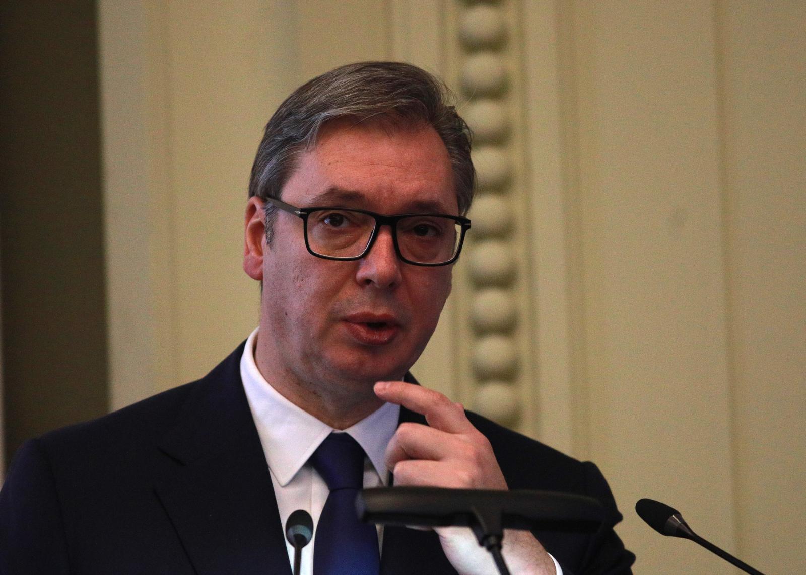 20, November, 2023, Belgrade - Ceremony on the occasion of marking the Day of the Serbian Academy of Sciences and Arts. Aleksandar Vucic.    .

20, novembar, 2023, Beograd - Svecanost povodom obelezavanja Dana Srpske akademije nauka i umetnosti. .    . Photo: Milos Tesic/ATAImages/PIXSELL
