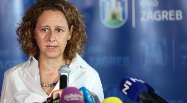 21.03.2023., Zagreb - MSU. Na konferenciji za medije sudjelovali su ministrica kulture i medija RH, dr.sc. Nina Obuljen Korzinek, gradonacelnik Grada Zagreba, Tomislav Tomasevic sa suradnicima te ravnatelj muzeja Miroslav Gasparovic koji su nakon toka razgledali trenutno stanje muzeja nakon obnove. Photo: Sanjin Strukic/PIXSELL