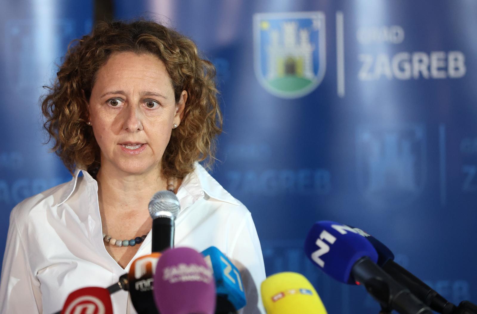 21.03.2023., Zagreb - MSU. Na konferenciji za medije sudjelovali su ministrica kulture i medija RH, dr.sc. Nina Obuljen Korzinek, gradonacelnik Grada Zagreba, Tomislav Tomasevic sa suradnicima te ravnatelj muzeja Miroslav Gasparovic koji su nakon toka razgledali trenutno stanje muzeja nakon obnove. Photo: Sanjin Strukic/PIXSELL