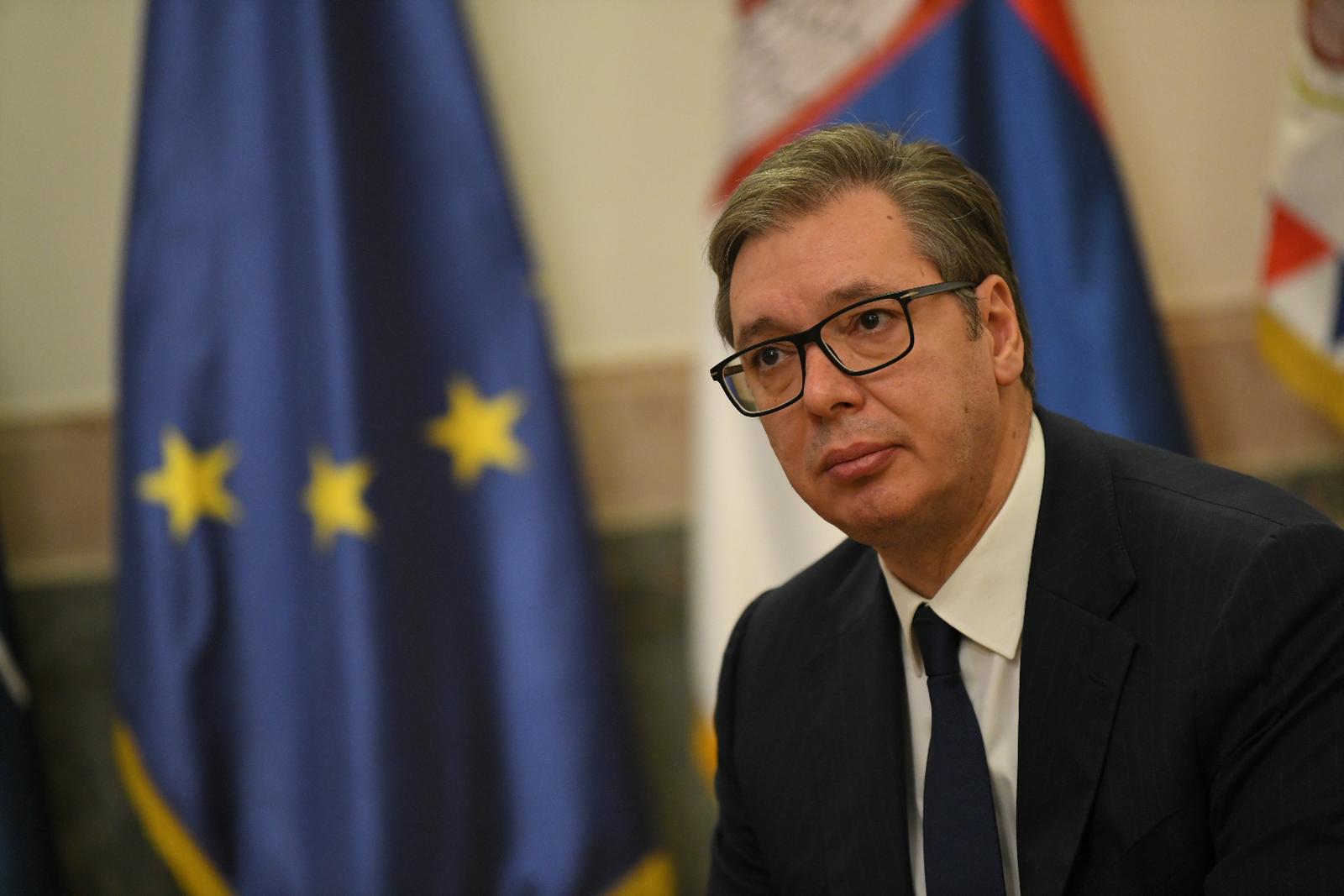21, November, 2023, Belgrade - The President of the Republic of Serbia, Aleksandar Vucic, met with NATO Secretary General Jens Stoltenberg. Aleksandar Vucic. Photo: A. H./ATAImages.

21, novembar, 2023, Beograd - Predsednik Republike Srbije Aleksandar Vucic sastao se sa generalnim sekretarom NATO Jensom Stoltenbergom. . Photo: A. H./ATAImages.