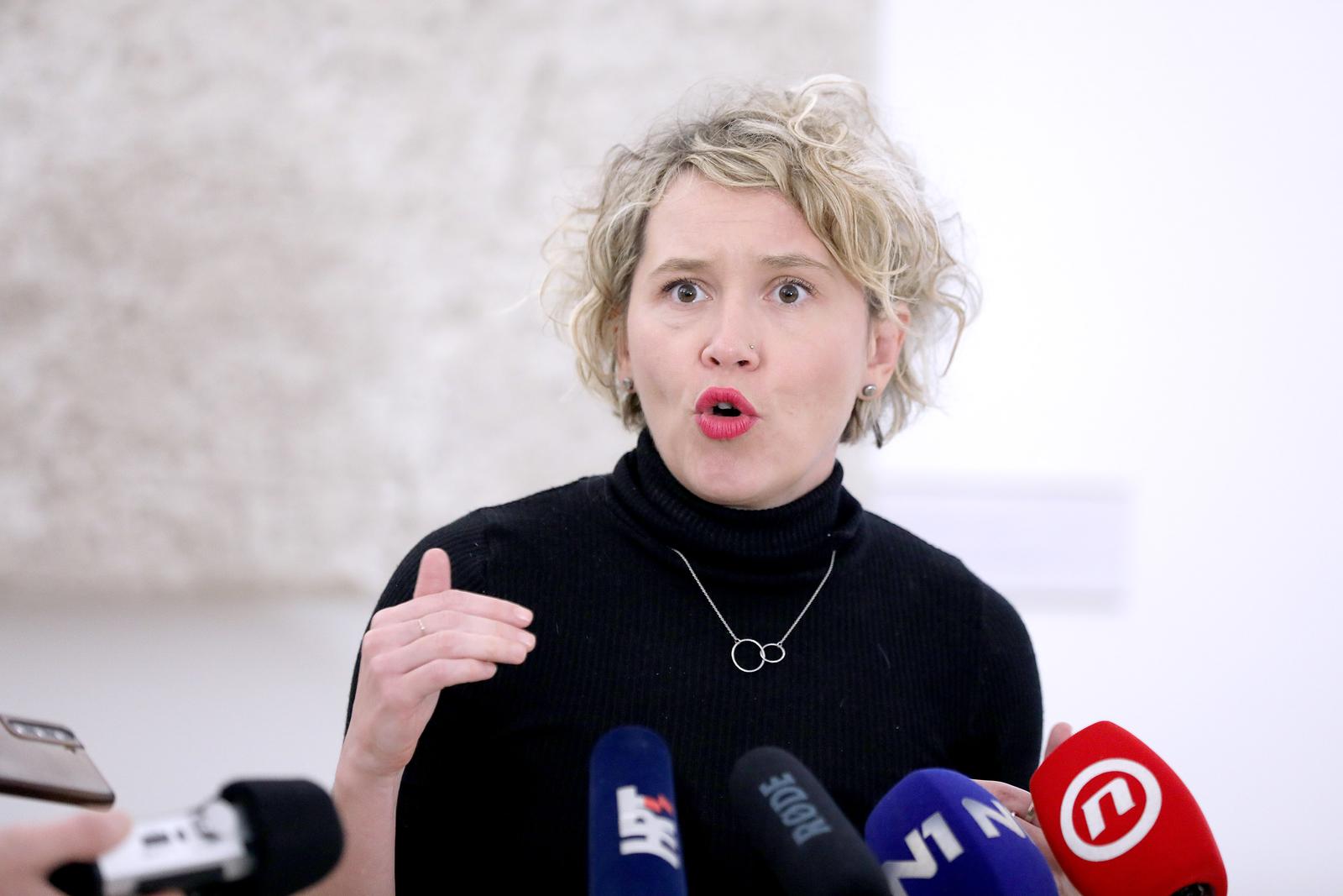 27.10.2023., Zagreb - Na konferenciji za medije odrzanoj u Saboru o izjavi ministra Berosa govorila je Ivana Kekin. Photo: Patrik Macek/PIXSELL