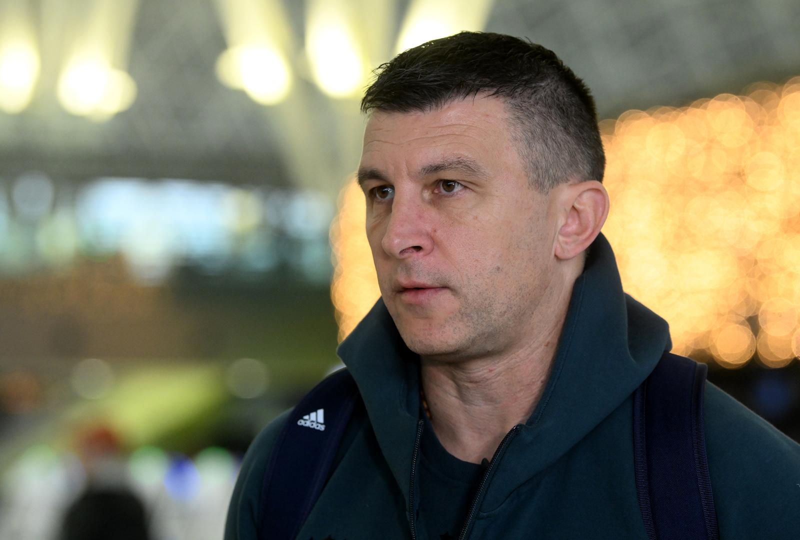 28.11.2023., Zagreb - Nogometasi Dinama stigli su u Zracnu luk "dr. Franjo Tudjman" odkuda ce otputovati u Kazahstan na utakmicu 5. kola UEFA Konferencijske lige protiv Astane. Trener Dinama Sergej Jakirovic dao je izjavu medijima. Photo: Marko Lukunic/PIXSELL