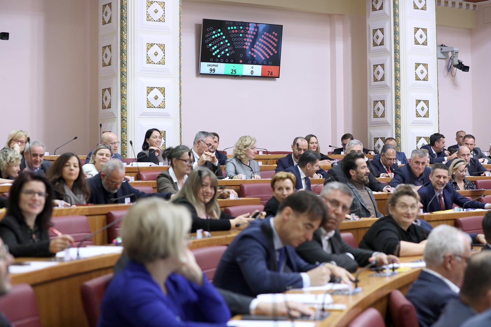 30.11.2023., Zagreb - Sabor 19. sjednicu nastavlja glasovanjem o raspravljenim tockama dnevnog reda, medju kojima je i proracun za 2024. godinu.
 Photo: Patrik Macek/PIXSELL