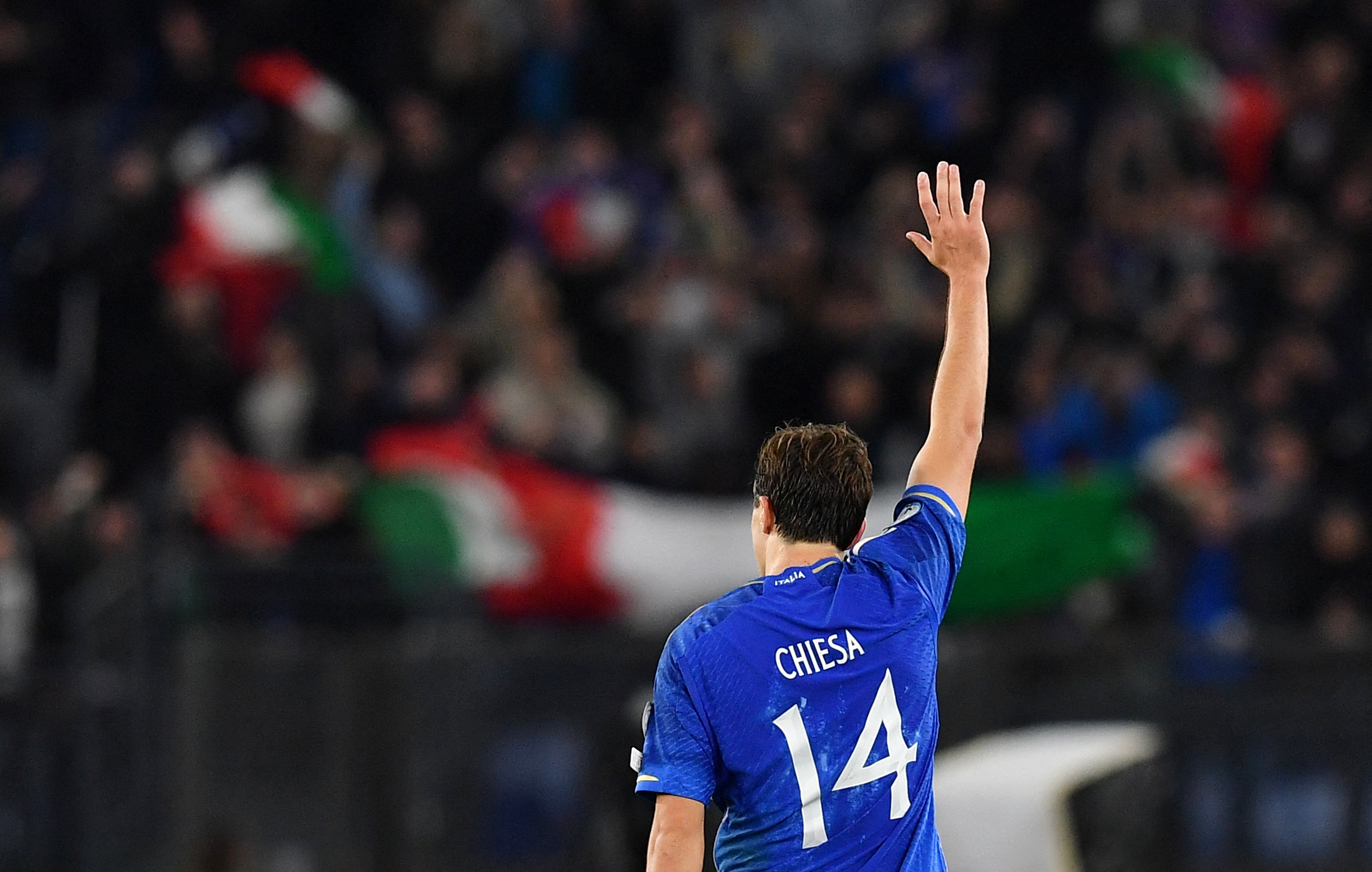 Soccer Football - UEFA Euro 2024 Qualifier - Group C - Italy v North Macedonia - Stadio Olimpico, Rome, Italy - November 17, 2023 Italy's Federico Chiesa celebrates scoring their third goal REUTERS/Jennifer Lorenzini Photo: JENNIFER LORENZINI/REUTERS