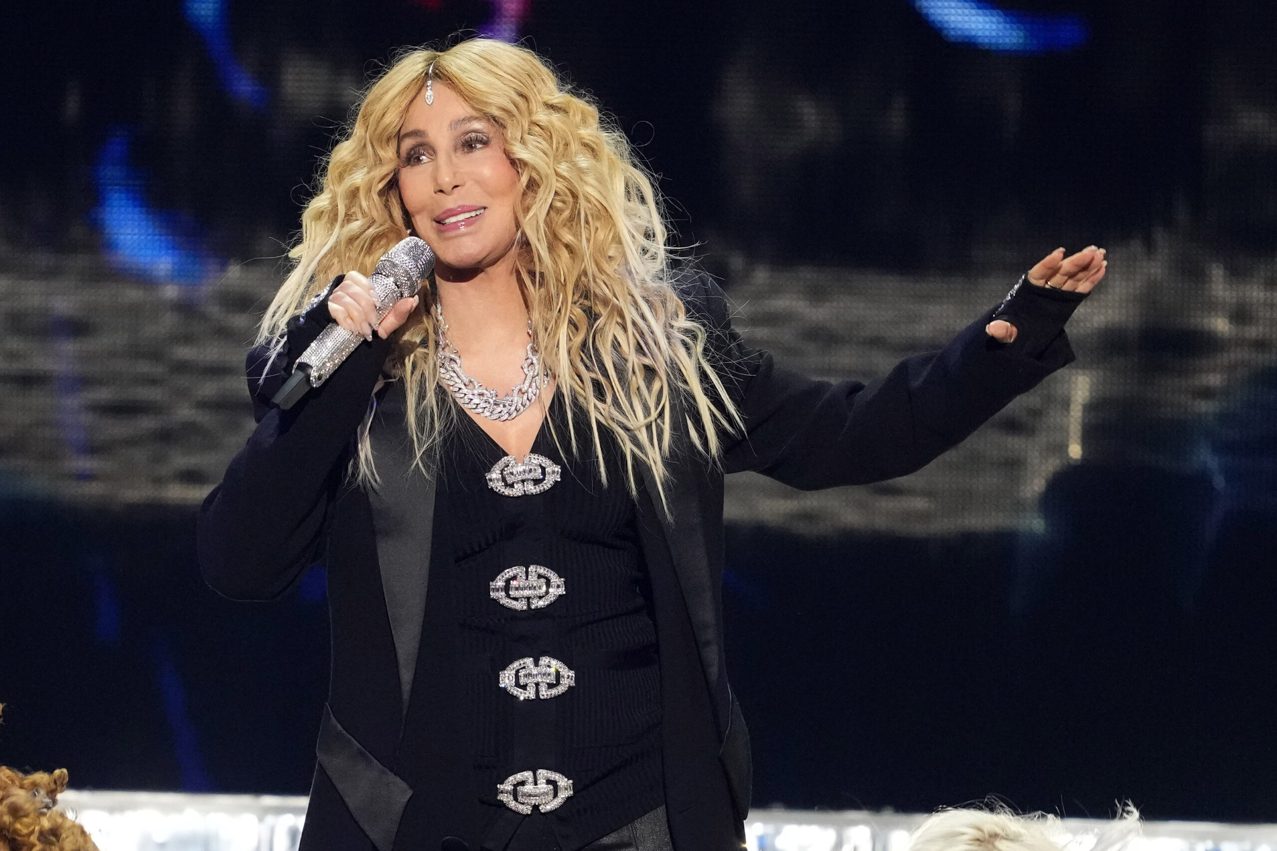 Cher performs during the iHeartRadio Jingle Ball, Friday, Dec. 8, 2023, at Madison Square Garden in New York. (Photo by Charles Sykes/Invision/AP)