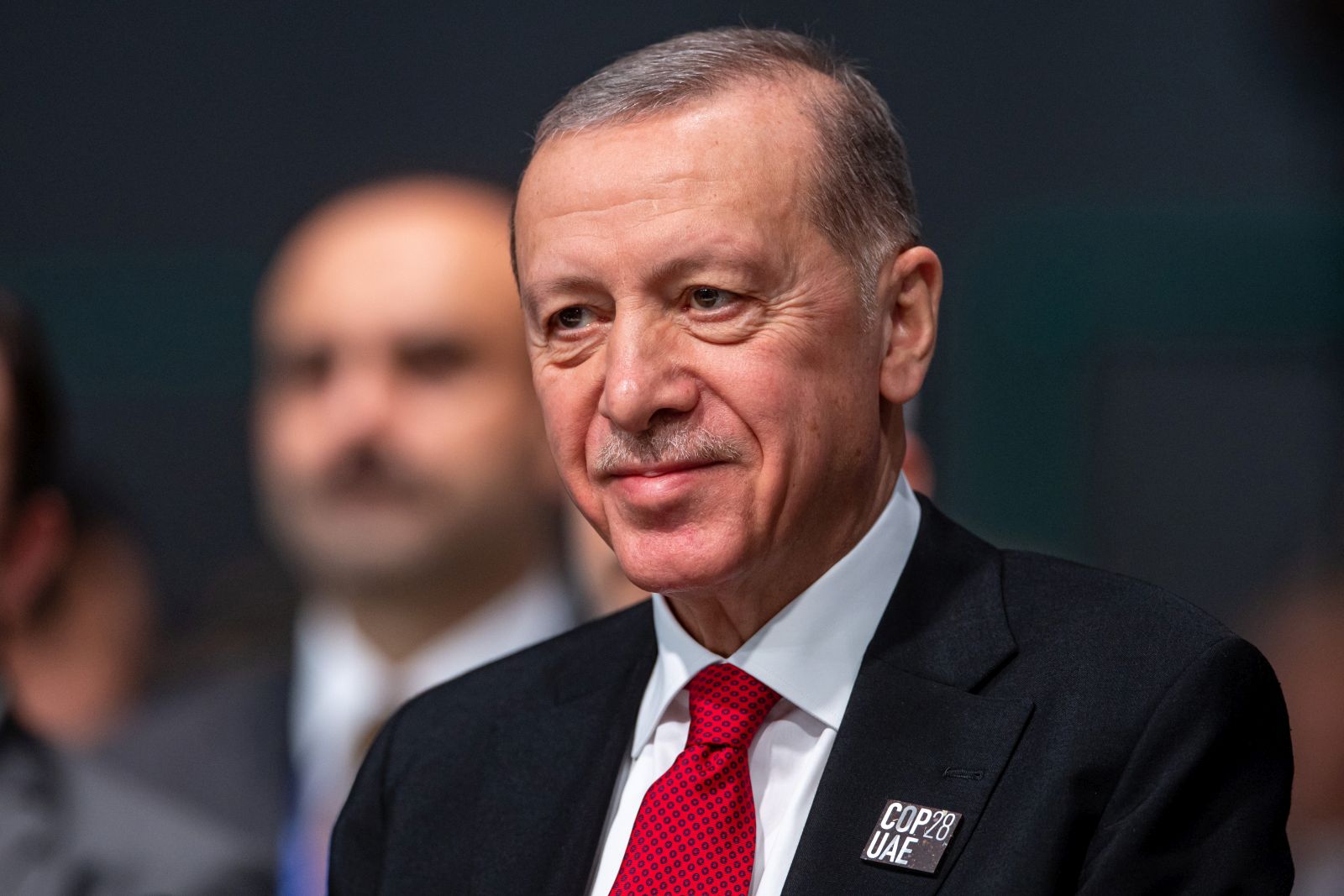 epa11005668 Turkish President Recep Tayyip Erdogan attends the UN Climate Change Conference COP28, in Dubai, United Arab Emirates, 01 December 2023. The 2023 United Nations Climate Change Conference (COP28), runs from 30 November to 12 December, and is expected to host one of the largest number of participants in the annual global climate conference as over 70,000 estimated attendees, including the member states of the UN Framework Convention on Climate Change (UNFCCC), business leaders, young people, climate scientists, Indigenous Peoples and other relevant stakeholders will attend.  EPA/MARTIN DIVISEK