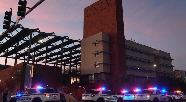 epaselect epa11014855 Various law enforcement agencies work outside of the University of Nevada where multiple people were shot on the campus in Las Vegas, Nevada, USA, 06 December 2023. According to local police at least three people were killed with a fourth in critical condition, and the suspect was located and is deceased.  EPA/ALLISON DINNER