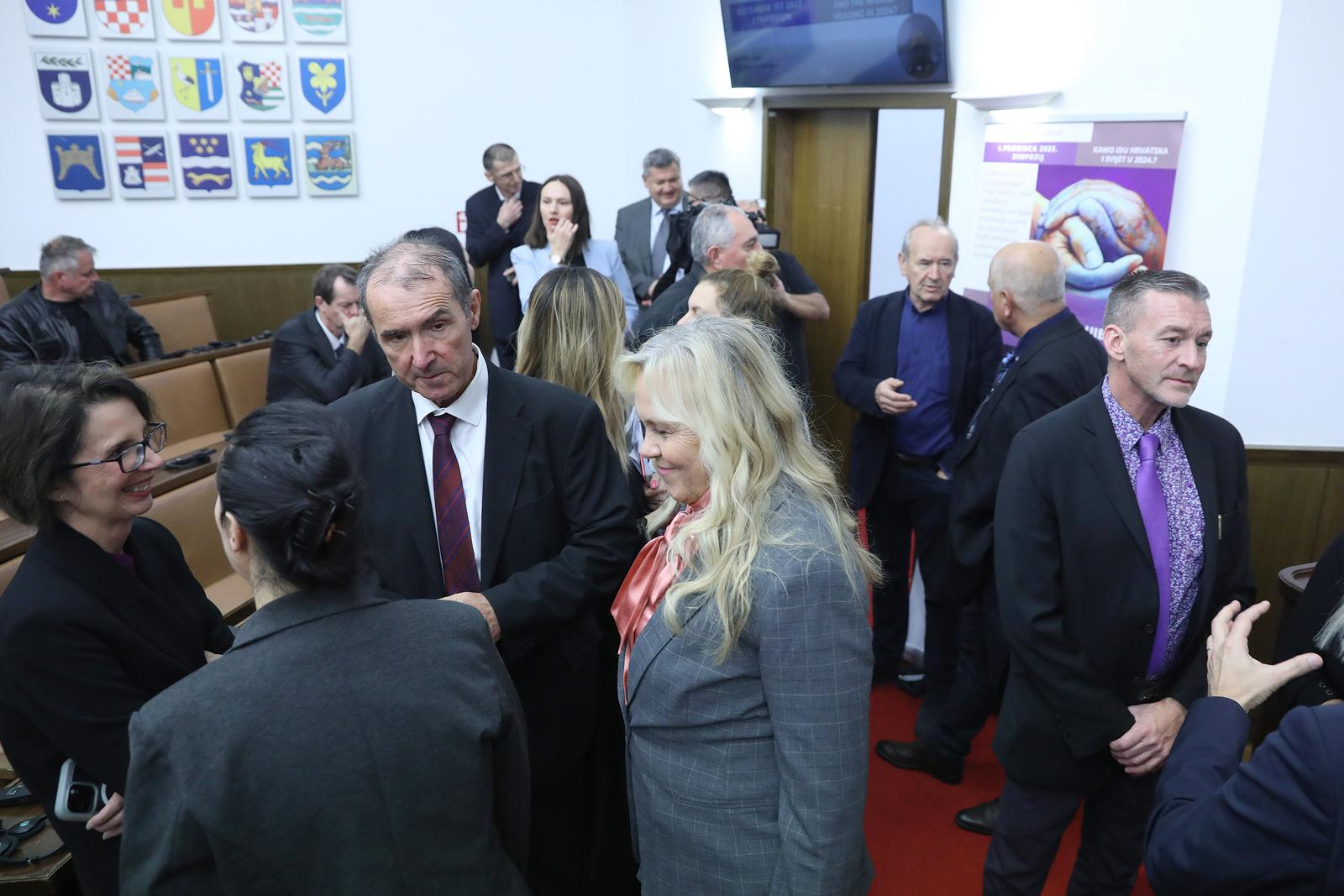 01.12.2023., Zagreb - U Saboru je poceo medjunarodni simpozij “Hrvatska i svijet 2024. godine poslije pandemijske oluje” koji je organizirao Domovinski pokret. 
 Photo: Patrik Macek/PIXSELL