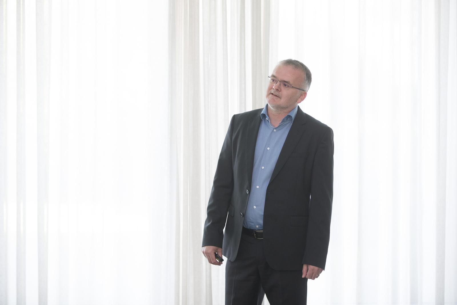 02.05.2019., Zagreb - Jurica Lovrincevic, predsjednik uprave Pevec d.d. predstavio je na konferenciji za medijei rezultate poslovanja za razdoblje 2016. - 2018. godine odnosno rezultate ostvarene u prvoj polovici mandata aktualne uprave. Photo: Davor Puklavec/PIXSELL