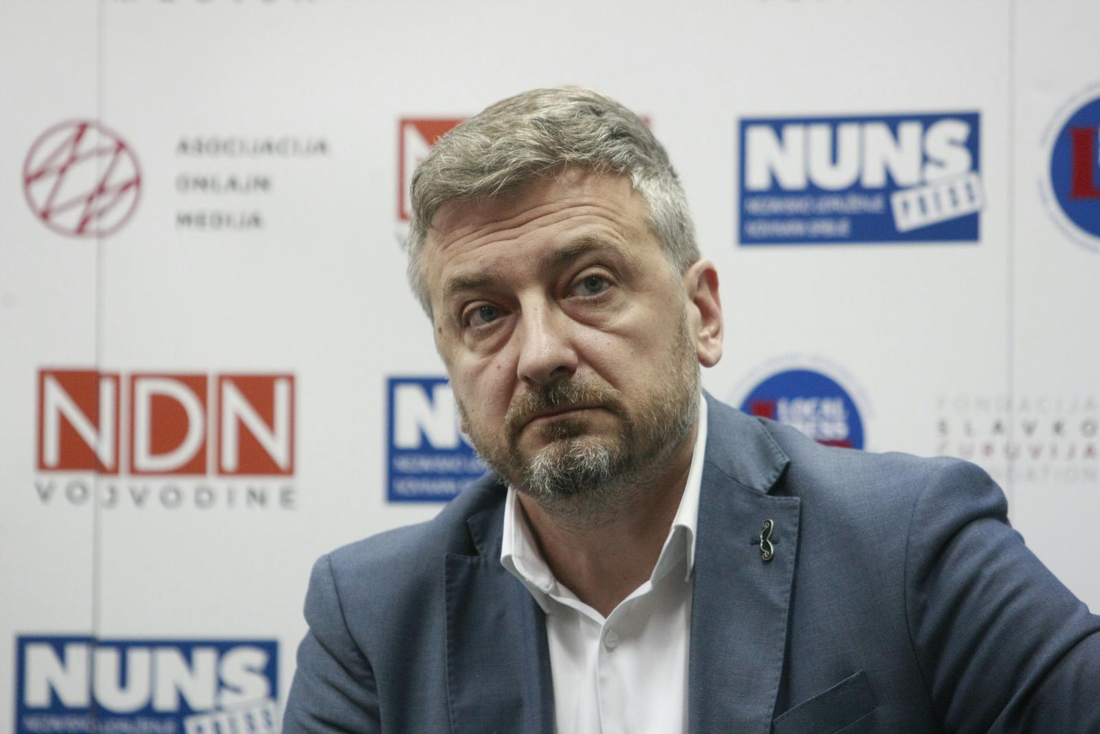 03, October, 2023, Belgrade - A panel discussion "What the new media laws bring us" was held in the Envoy conference center, organized by the Coalition for Media Freedom. Slobodan Georgiev. Photo: Milos Tesic/ATAImages

03, oktobar, 2023, Beograd - U Envoj konferens centru odrzana je panel rasprava "Sta nam donose novi medijski zakoni" u organizaciji Koalicije za slobodu medija. Photo: Milos Tesic/ATAImages Photo: Milos Tesic/ATA Images/PIXSELL