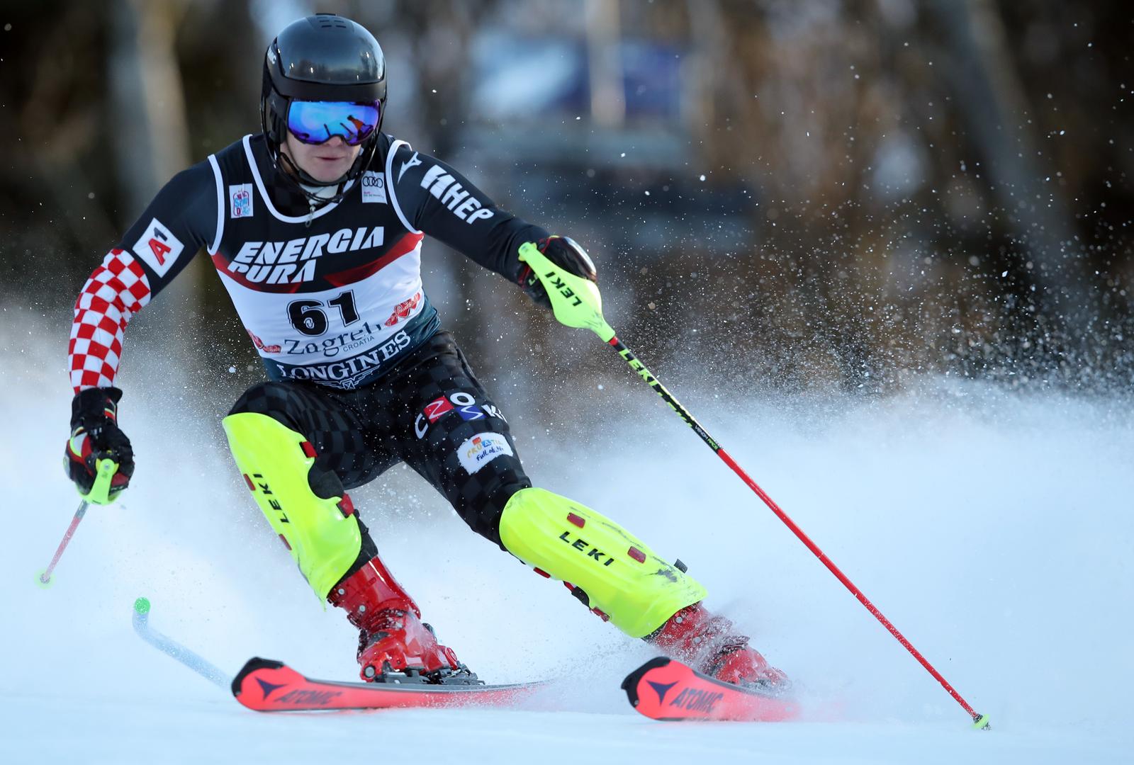 05.01.2020., Zagreb, Sljeme - Prva voznja muskog slaloma Audi FIS Svjetskog skijaskog kupa Snow Queen Trophy. ZUBCIC Filip  Photo: Goran Stanzl/PIXSELL