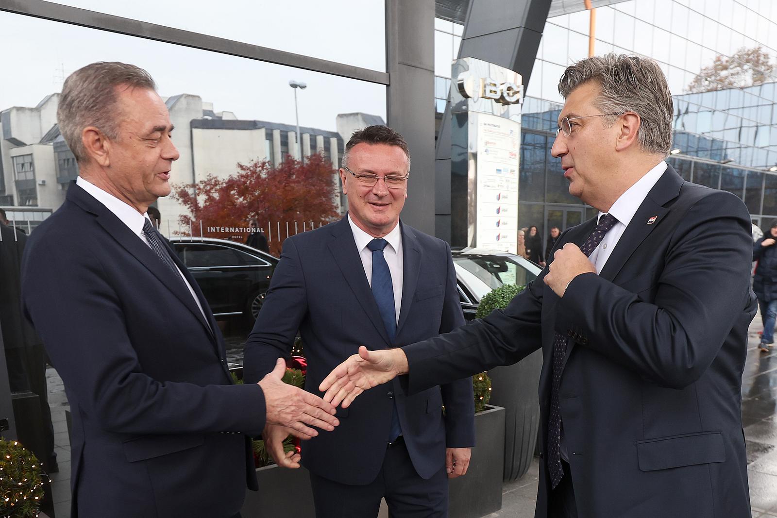 05.12.2023., Zagreb - Izborna skupstina Hrvatske zajednice zupanija odrzana je u Hotelu International uz prisustvo Predsjednika Vlade Andreja Plenkovica i ministara. Za predsjednika je izabran Danijel Marusic, a za potpredsjednika Darko Koren. Photo: Goran Stanzl/PIXSELL