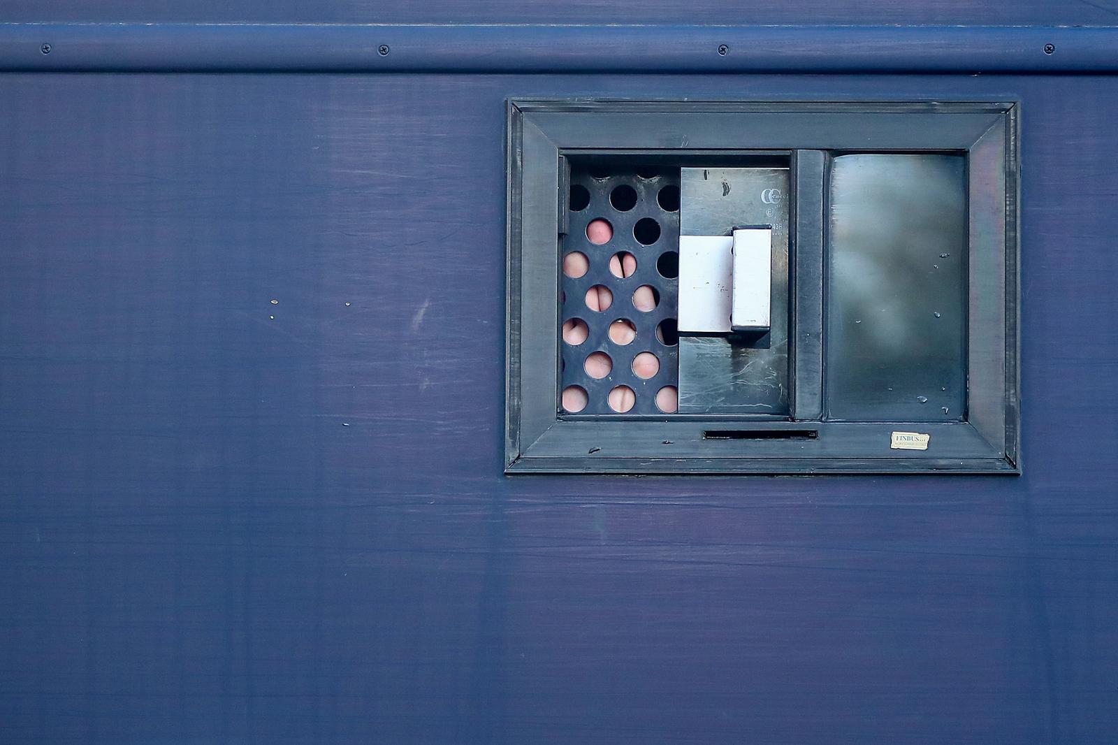 06.12.2023., Atena, Grcka - Policija dovodi na sud navijace Dinama, Bad Blue Boyse. Photo: Matija Habljak/PIXSELL