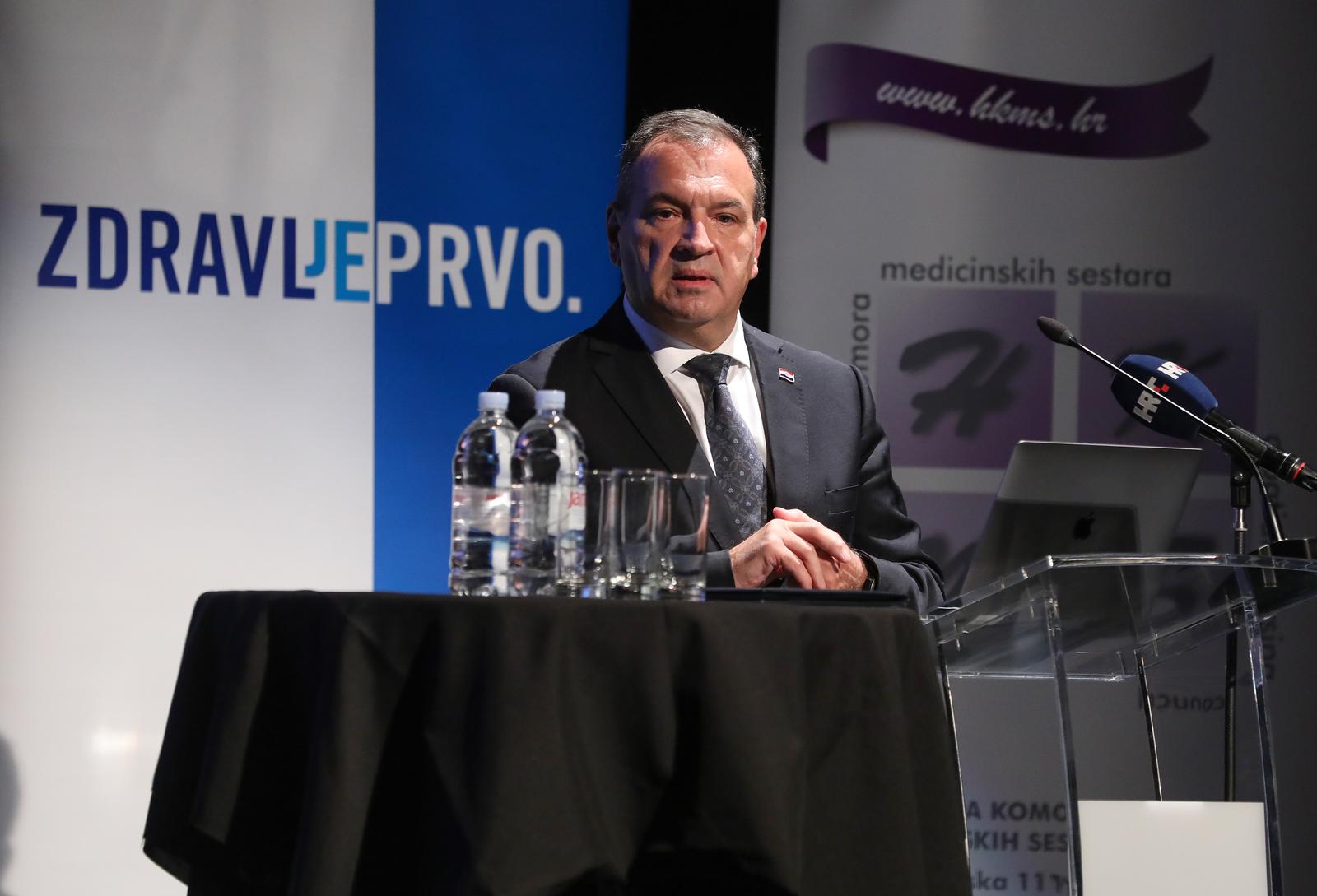08.12.2023.,Zagreb, 20. godisnjica Hrvatske komore medicinskih sestara, odrzana u maloj dvorani KD Lisinski. Povodom godisnjice okupljenim clanovima komore obratili su se Mario Gazic, predsjednik i Vili Beros, ministar zdravstva.     Photo: Robert Anic/PIXSELL
