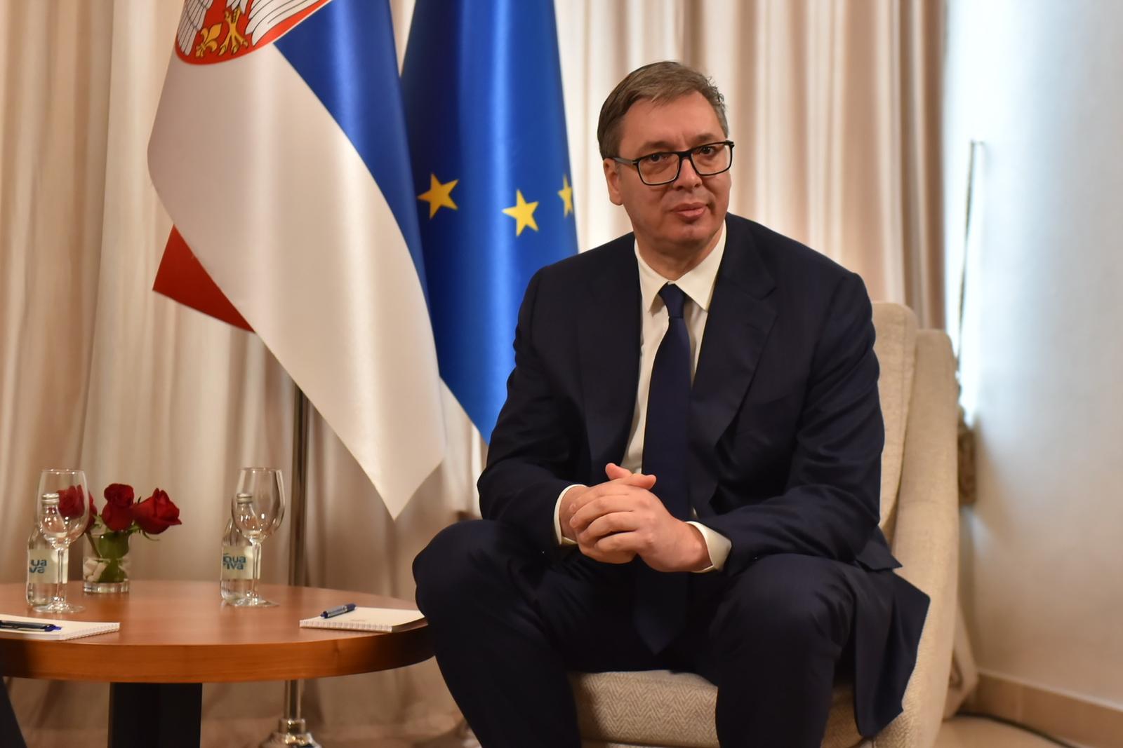 10, December, 2023, Nis - A meeting between the President of the Republic of Serbia, Aleksandar Vucic, and the President of the Republic of Azerbaijan, Ilham Aliyev, was held at the Nais Hotel. Aleksandar Vucic. Photo: Dimitrije Nikolic/ATAImages

10,  decembar, 2023, Nis - U hotelu Nais odrzan je sastanak predsednika Republike Srbije Aleksandra Vucica i predsednika Republike Azerbejdzan Ilhama Alijeva. Photo: Dimitrije Nikolic/ATAImages Photo: Dimitrije Nikolic/ATAImages/PIXSELL