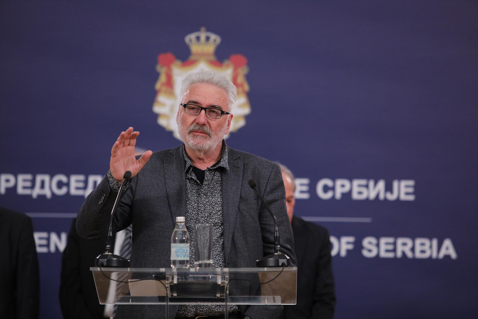 11, March, 2020, Belgrade - The President of the Republic of Serbia, Aleksandar Vucic, and the Prime Minister of the Republic of Serbia, Ana Brnabic, met with representatives of all health and other institutions participating in the fight against the virus corona in the General Secretariat of the President of the Republic of Serbia.  Branimir Nestorovic. Photo: Milos Tesic/ATAImages"n"n11, Mart, 2020, Beograd - Predsednik Republike Srbije Aleksandar Vucic i predsednica Vlade Republike Srbije Ana Brnabic sastali su se u zgradi Generalnog sekretarijata predsednika Republike sa predstavnicima svih zdravstvenih i drugih institucija koje ucestvuju u borbi protiv korona virusa. Photo: Milos Tesic/ATAImages