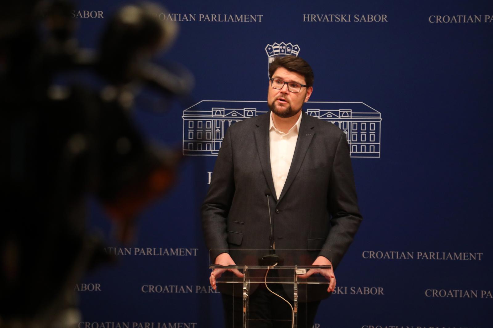 12.12.2023.,Zagreb - Predsjednik SDP-a Pedja Grbin odrzao je u Saboru konferenciju za medije Photo: Zeljko Hladika/PIXSELL