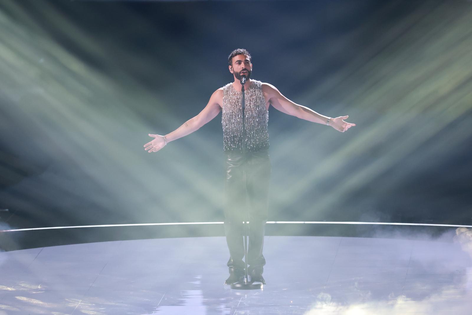 13.05. 2023., Liverpool, Engleska -  Finale  67. Eurosonga. Marco Mengoni, Italija. Photo: Sanjin Strukic/PIXSELL