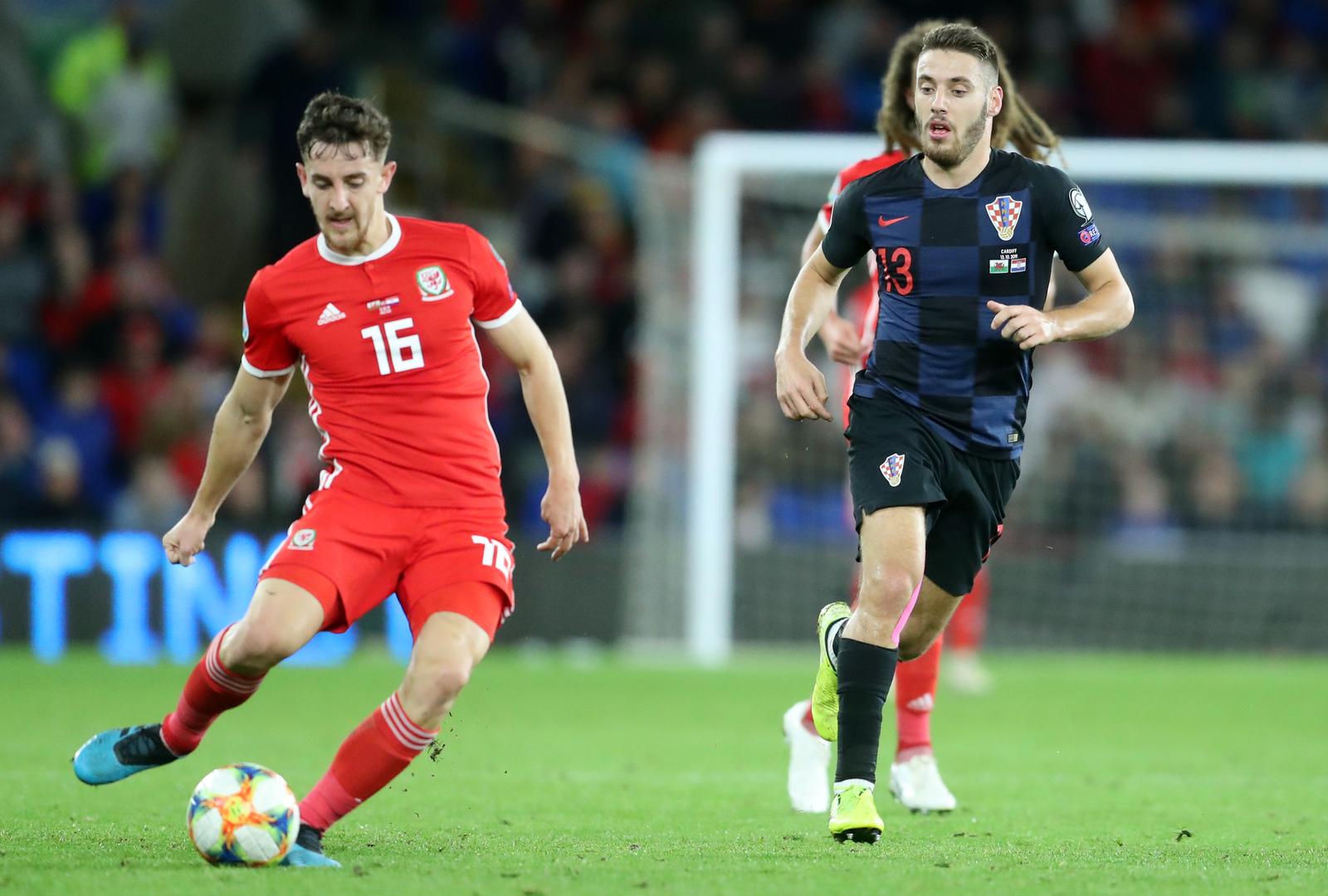 13.10.2019., stadion Cardiff City, Cardiff, Wales - Kvalifikacije za Europsko prvenstvo, skupina E, 7. kolo, Wales - Hrvatska. Tom Lockyer, Nikola Vlasic Photo: Sanjin Strukic/PIXSELL