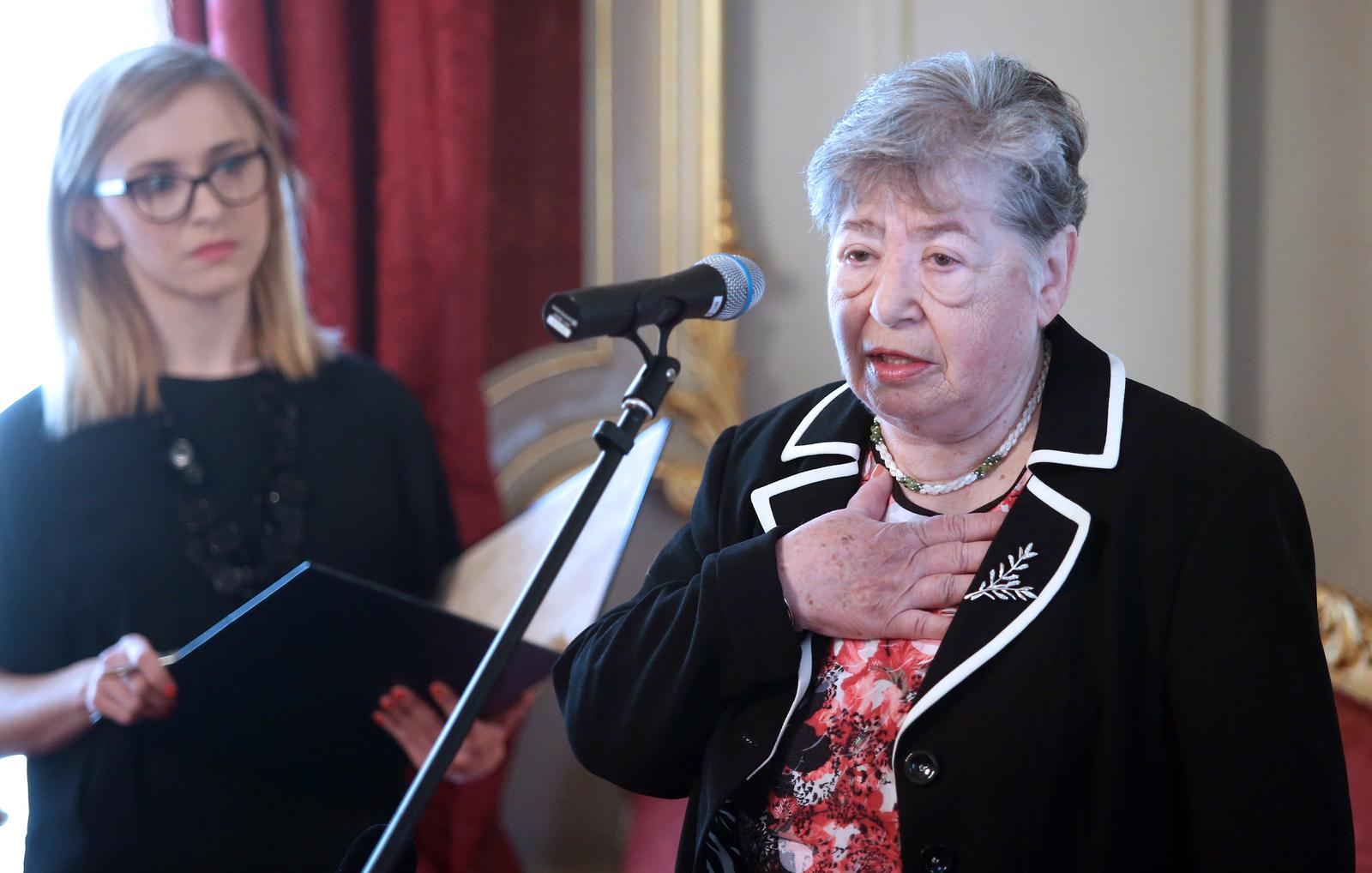 14.04.2015., Zagreb - U Palaci Dverce posthumno je urucena medalja Pravednik medju narodima dr. Stanku Sielskom. Melita Svob. Photo: Sanjin Strukic/PIXSELL