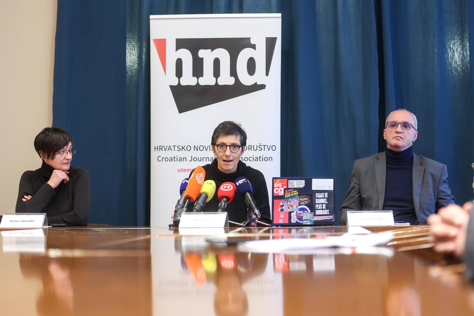 14.12.2023., Zagreb - Konferencija za medije Hrvatskog novinarskog društva o aferi Vlade. Photo: Igor Kralj/PIXSELL
