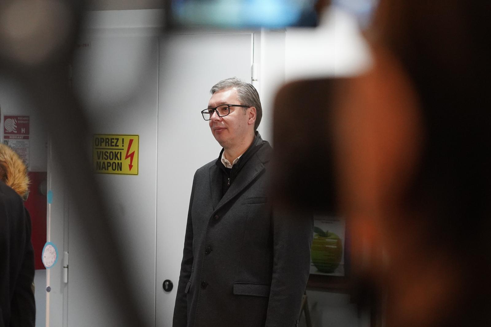 17, December, 2023, Belgrade - The President of the Republic of Serbia, Aleksandar Vucic, voted at polling station 140, in the "Tesla - science for life" Kindergarten building. Aleksandar Vucic. Photo: Antonio Ahel/ATAImages

17, decembar, 2023, Beograd - Predsednik Republike Srbije Aleksandar Vucic glasao je na birackom mestu 140, u zgradi Decijeg vrtica "Tesla - nauka za zivot". Photo: Antonio Ahel/ATAImages Photo: Antonio Ahel/PIXSELL