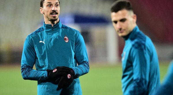 18, February, 2021, Belgrade - The first match of the sixteenth final of the Europa League between FC Red Star and AC Milan was played at the "Rajko Mitic" stadium. Zlatan Ibrahimovic, #11 (AC Milan). Photo: M.M./ATAImagesrr18, februar, 2021, Beograd - Prva utakamice sesnaestine finala Liga Evrope izmedju FK Crvena zvezda i AC Milan odigrana je na stadionu "Rajko Mitic". Photo: M.M./ATAImages