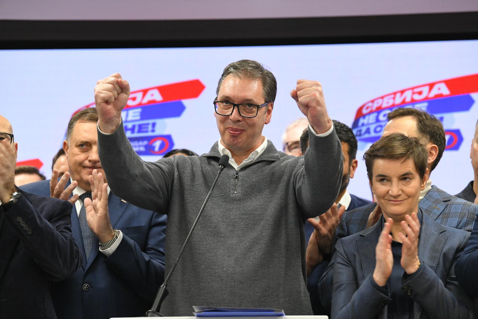 17, December, 2023, Belgrade - Press conference of the President of the Republic of Serbia, Aleksandar Vucic, was held at the headquarters of the Serbian Progressive Party. Aleksandar Vucic. Photo: A.H./ATAImages

17, decembar, 2023, Beograd - U sedistu Srpske napredne stranke odrzana je konferencija za medije predsednika Republike Srbije Aleksandra Vucica. Photo: A.H./ATAImages