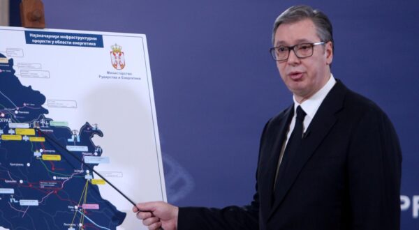 24, December, 2023, Belgrade -  The President of the Republic of Serbia, Aleksandar Vucic, addressed the public in the building of the General Secretariat of the President of the Republic. Aleksandar Vucic.    

24, decembar, 2023, Beograd - Predsednik Republike Srbije Aleksandar Vucic obratio se javnosti u zgradi Generalnog sekretarijata predsednika Republike.     Photo: M.K./ATAImages/PIXSELL