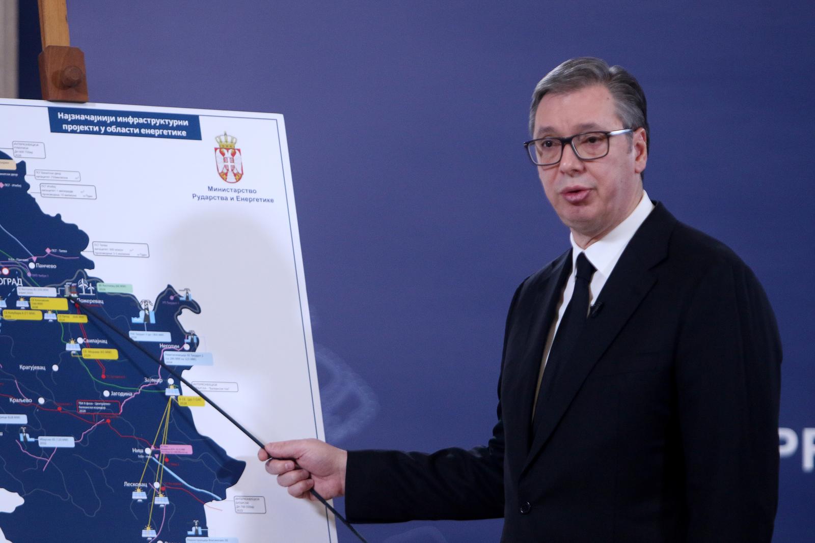 24, December, 2023, Belgrade -  The President of the Republic of Serbia, Aleksandar Vucic, addressed the public in the building of the General Secretariat of the President of the Republic. Aleksandar Vucic.    

24, decembar, 2023, Beograd - Predsednik Republike Srbije Aleksandar Vucic obratio se javnosti u zgradi Generalnog sekretarijata predsednika Republike.     Photo: M.K./ATAImages/PIXSELL