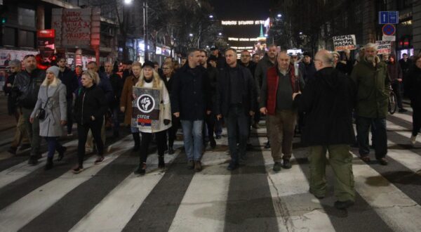 26, December, 2023, Belgrade -  Supporters of the coalition "Serbia against violence" gathered for the ninth time in front of the building of the Republic Election Commission. Vladimir Obradovic, Miroslav Aleksic, Srdjan Milivojevic.    

26, decembar, 2023, Beograd - Pristalice koalicije "Srbija protiv nasilja" okupile su deveti put ispred zgrade Republicke izborne komisije.     Photo: Milos Tesic/ATAImages/PIXSELL