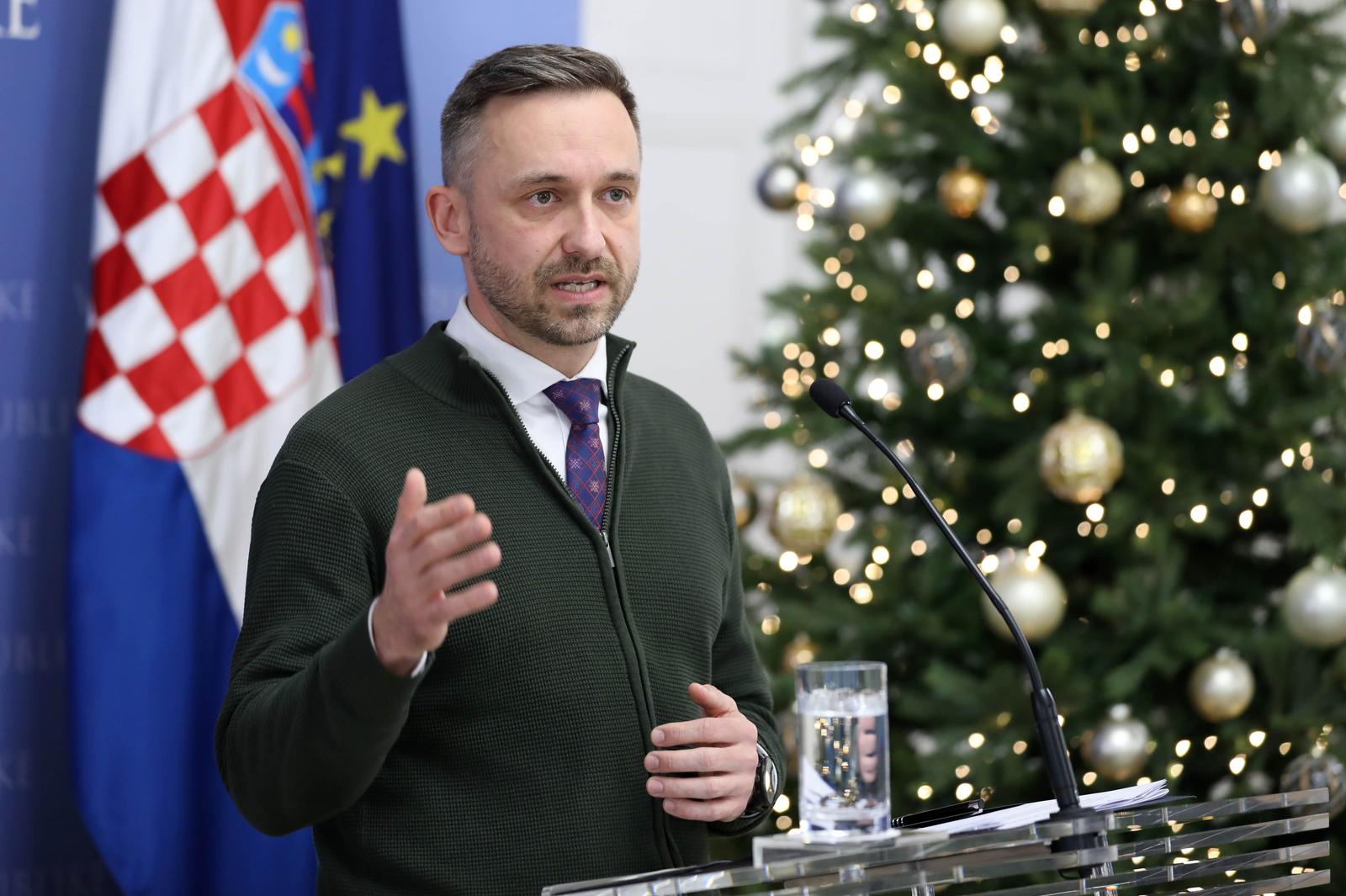 27.12.2023.,Zagreb - Izjavu za medije dao je ministar Marin Piletic u Banskim dvorima nastavno na press Grbina Photo: Jurica Galoic/PIXSELL